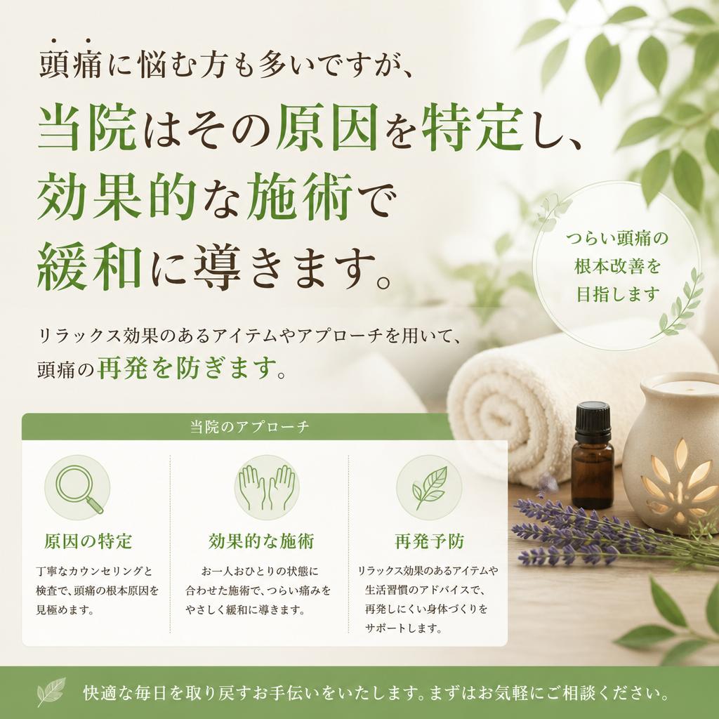 頭痛対策にも力を入れています