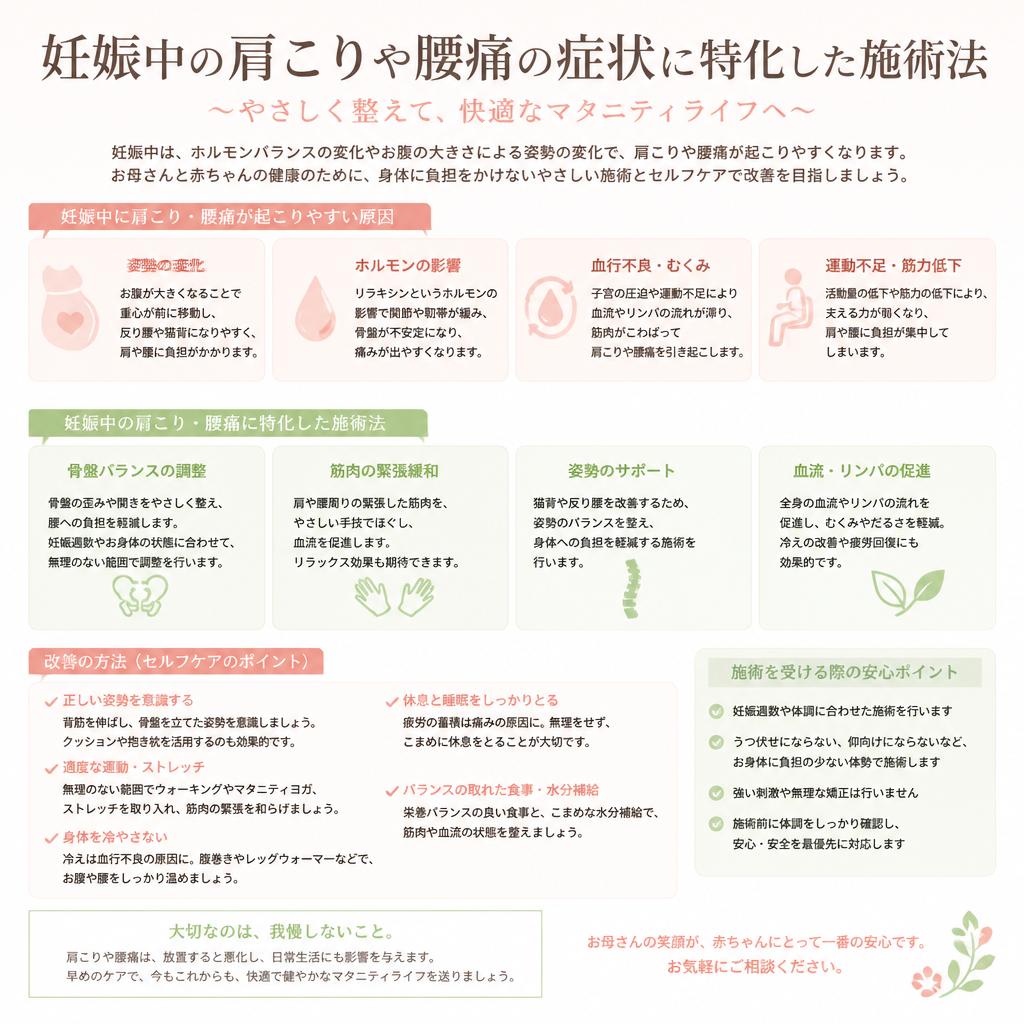 肩こりや腰痛の伴う妊婦さん必見！