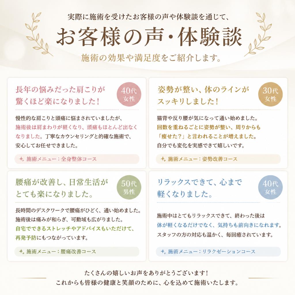 お客様の体験談