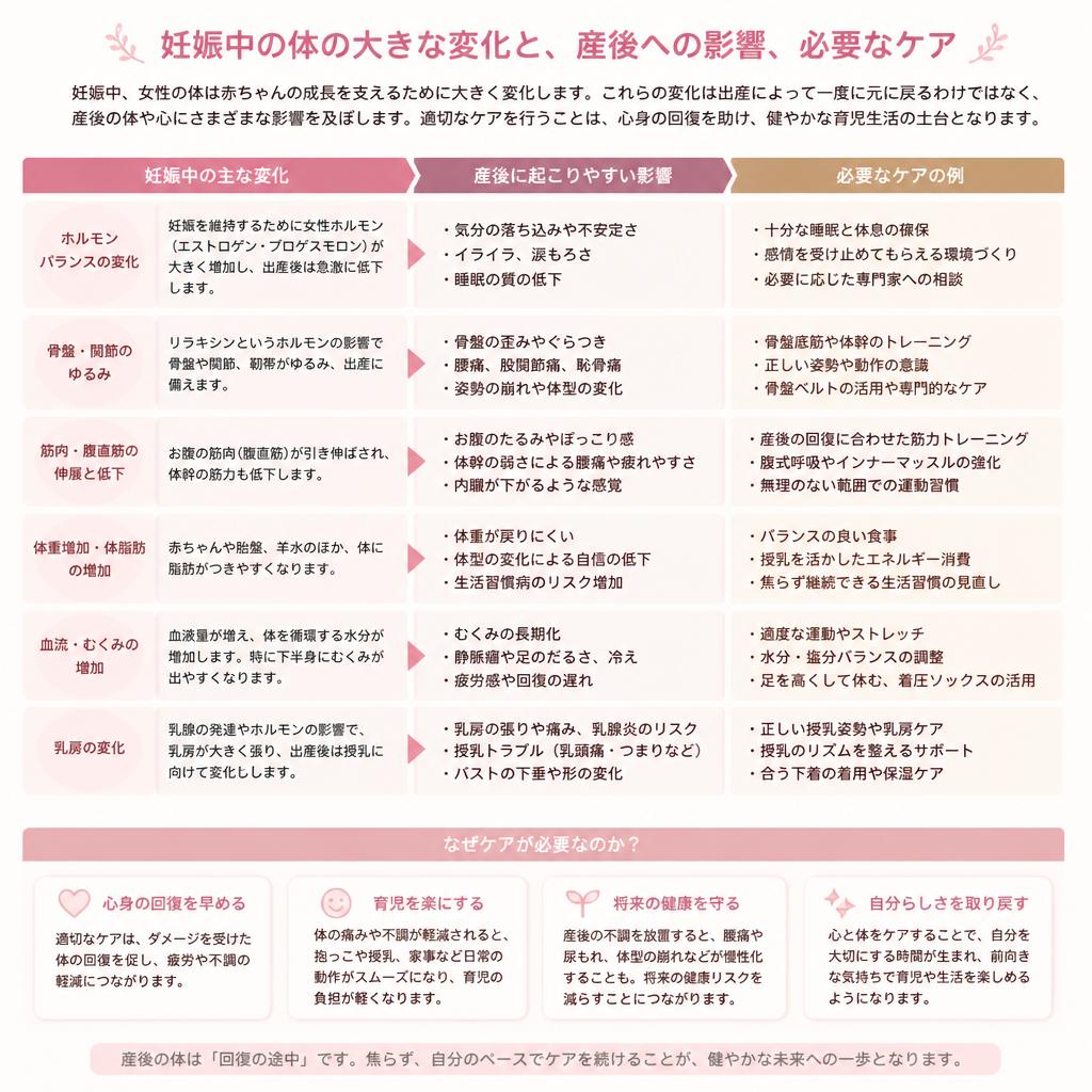 妊娠中からの体の変化とその影響