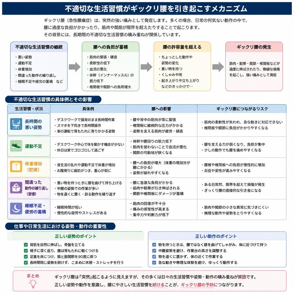 生活習慣が引き起こすギックリ腰