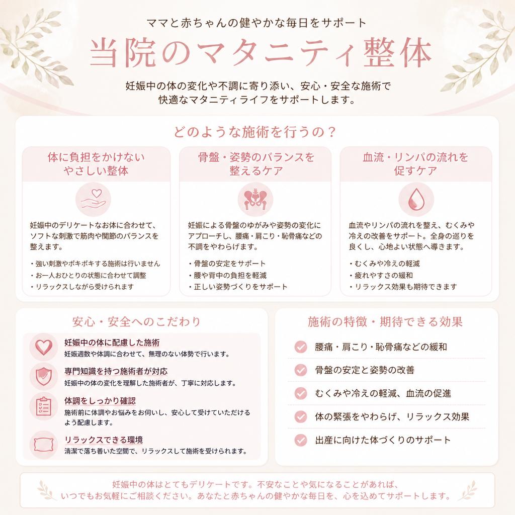 2. 妊婦専用マタニティ整体のご紹介