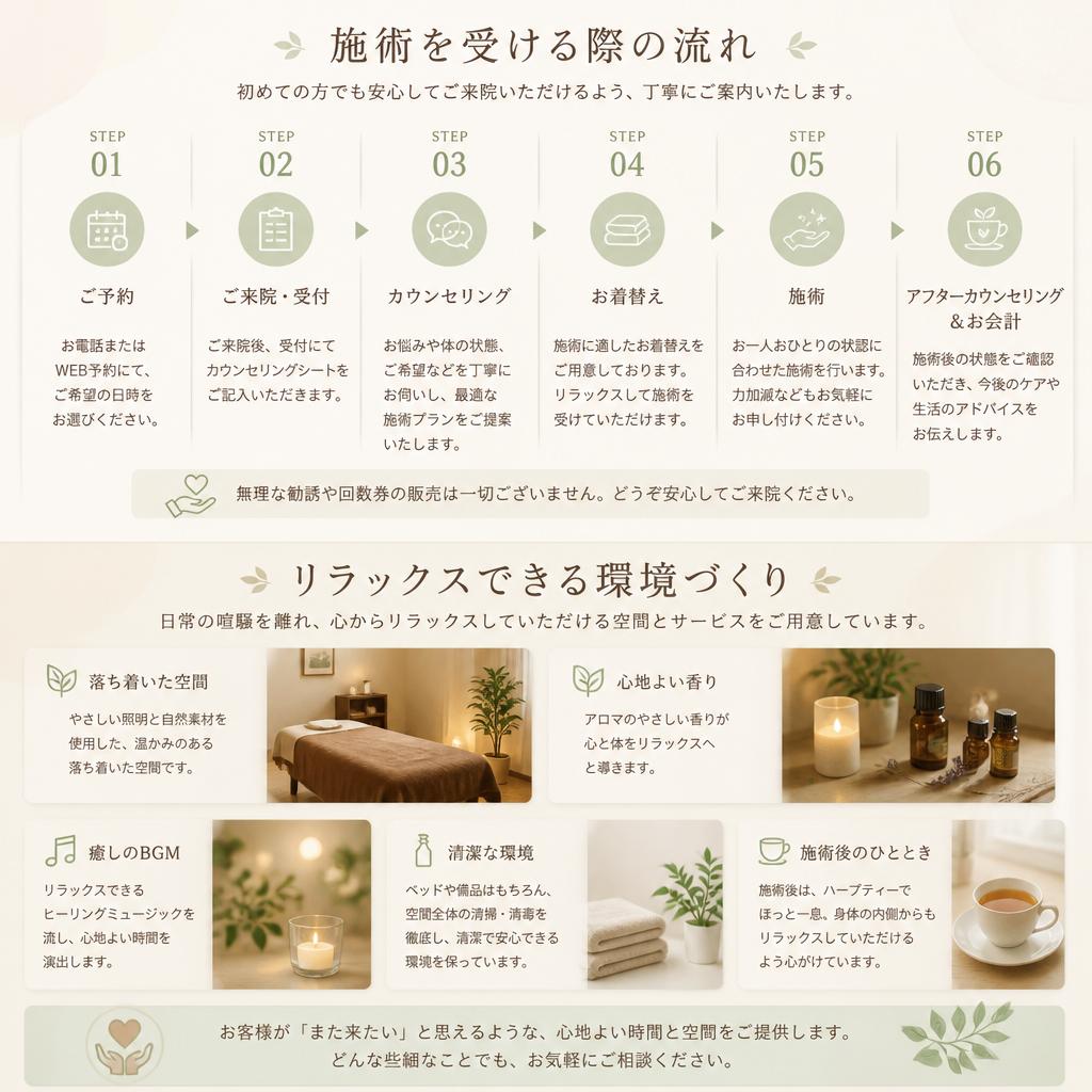 5. 施術の流れとリラックス環境