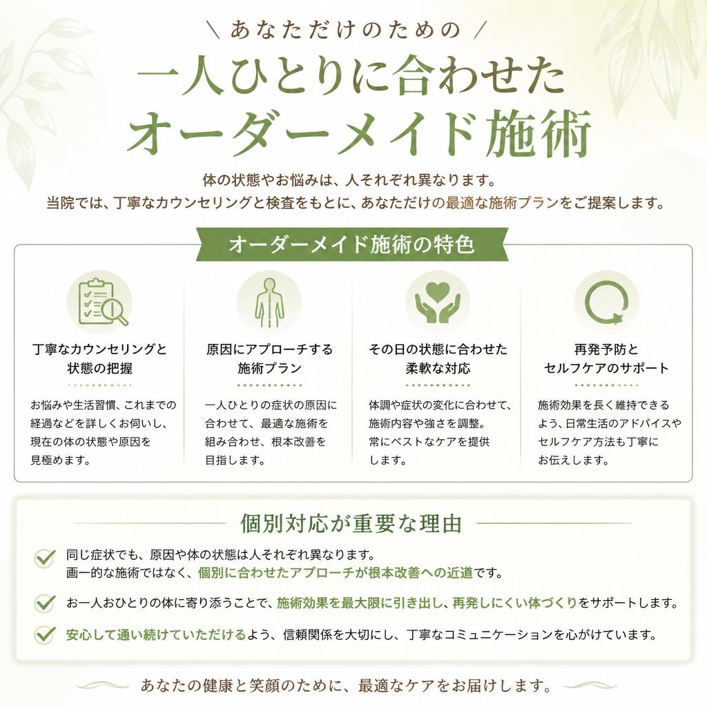 オーダーメイド施術の特徴