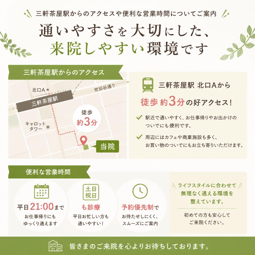 通いやすい立地と営業時間