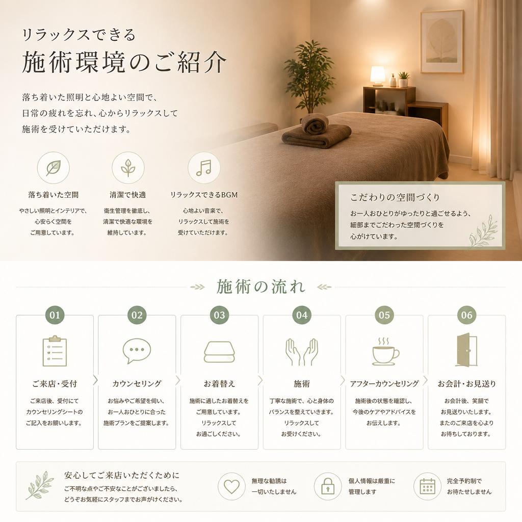 施術の流れとリラクゼーション