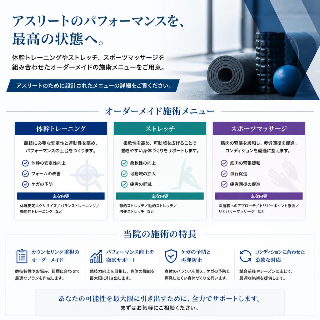 当院のアスリート向けメニュー