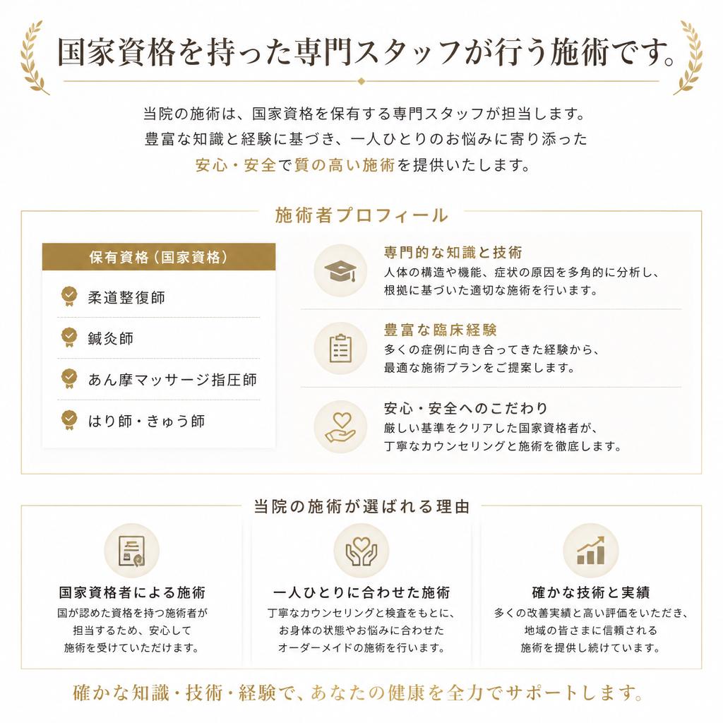 専門スタッフによる安心施術