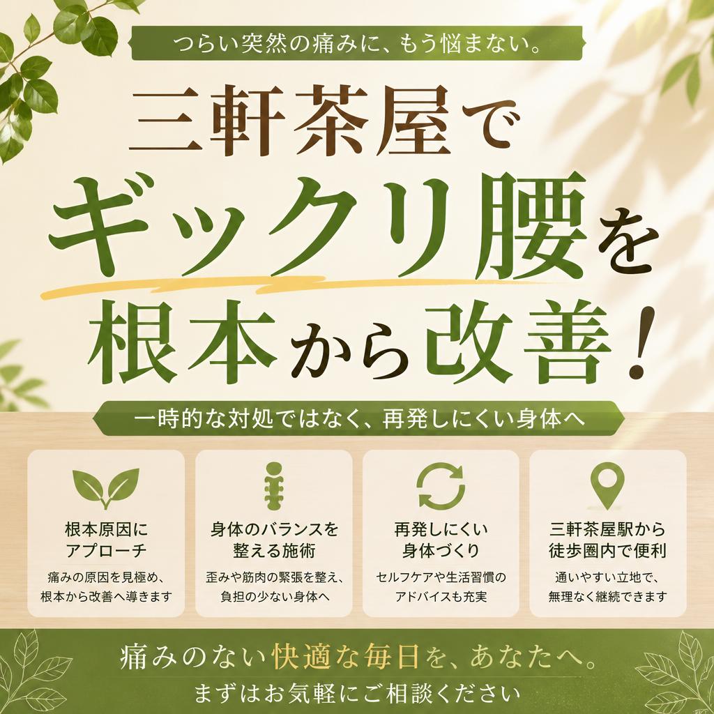 三軒茶屋でギックリ腰を根本から改善！